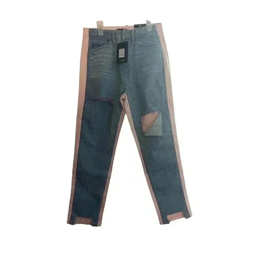 FASHION NOVA FLIP IT AND REVERSE PINK AND BLUE JEAN SIZE 5
